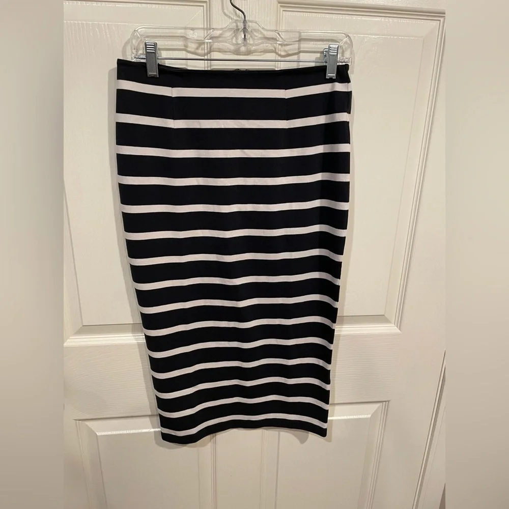 J Crew Cotton Striped Black and White Pencil Skirt